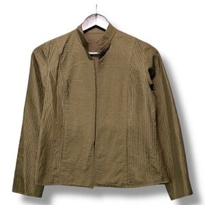 Womens Brown 100% Silk Lightweight Jacket Lined Size M/L Boho Natural Minimalist